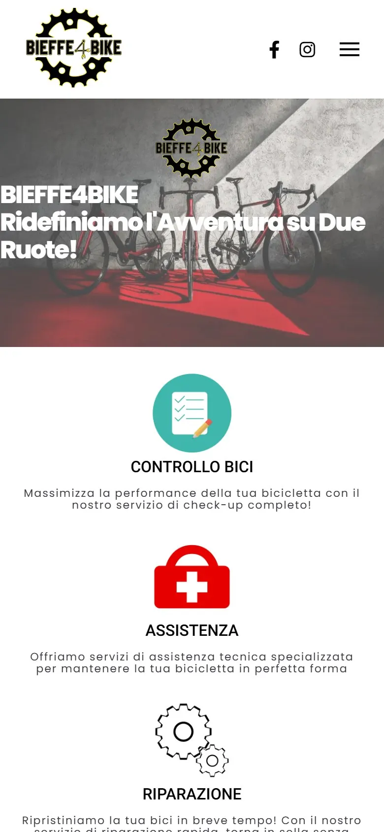 Il sito di Bieffe4Bike visto da smartphone
